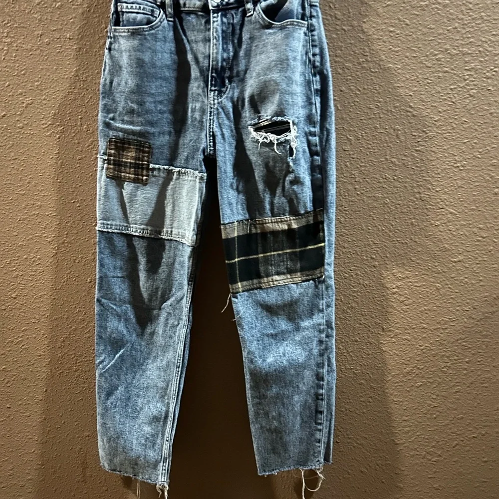 Hollister Light Blue Patchwork Straight Jeans - Picture 1 of 4